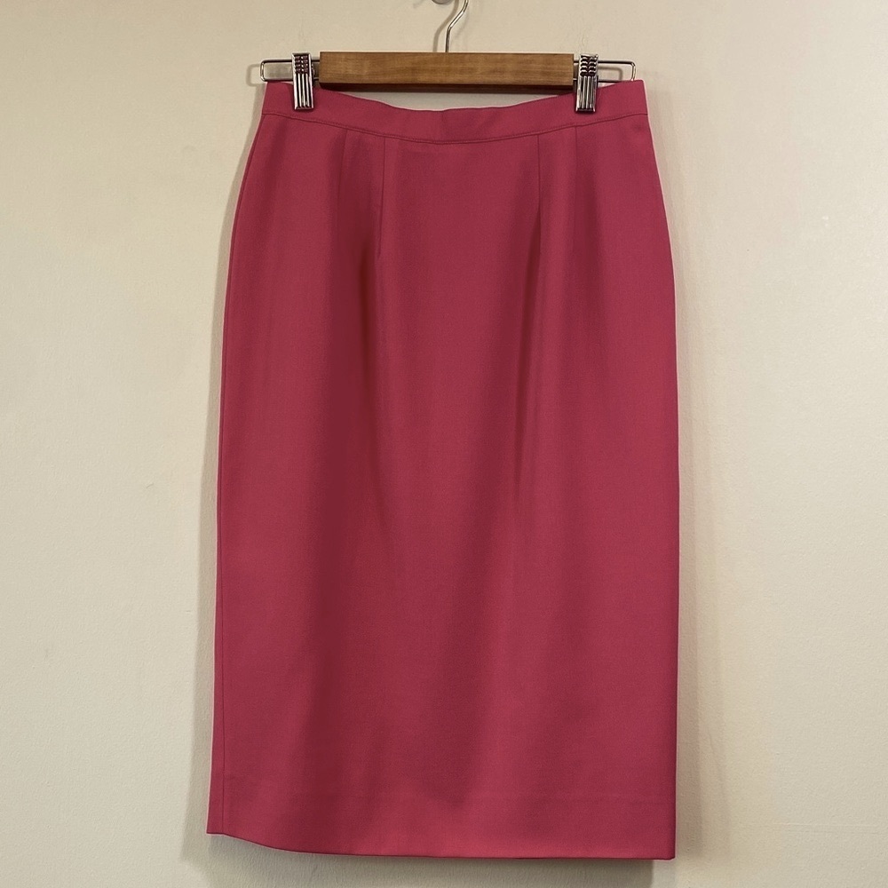 Vintage Karl Lagerfeld Bright Warm Pink Wool Pencil Skirt